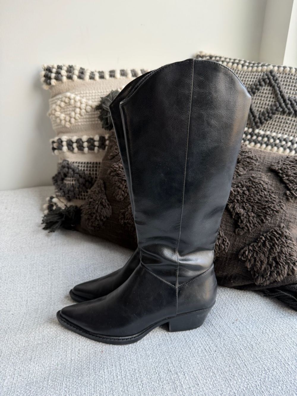 ZARA Black PU Women’s cowboy boots